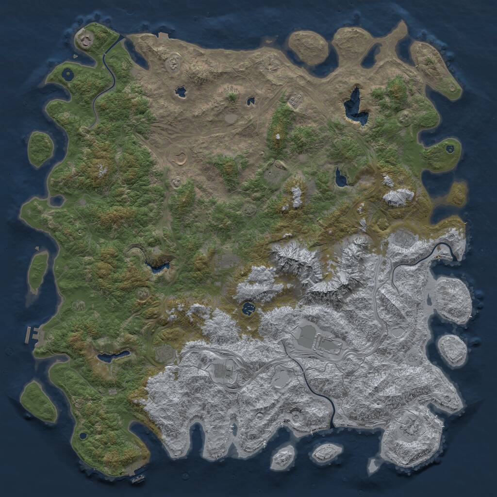 Rust Map: Procedural Map, Size: 6000, Seed: 354435, 17 Monuments