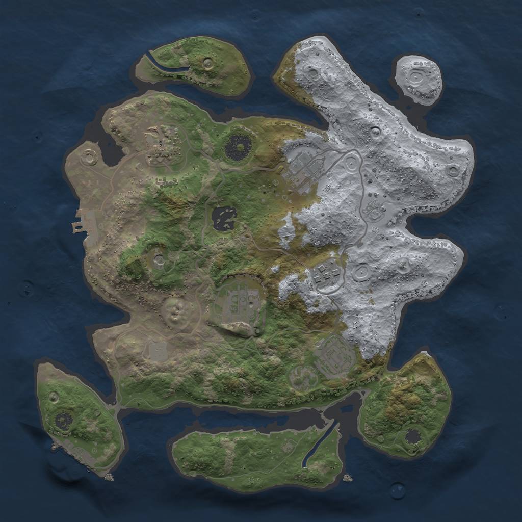 Rust Map: Procedural Map, Size: 3000, Seed: 1876617997, 15 Monuments