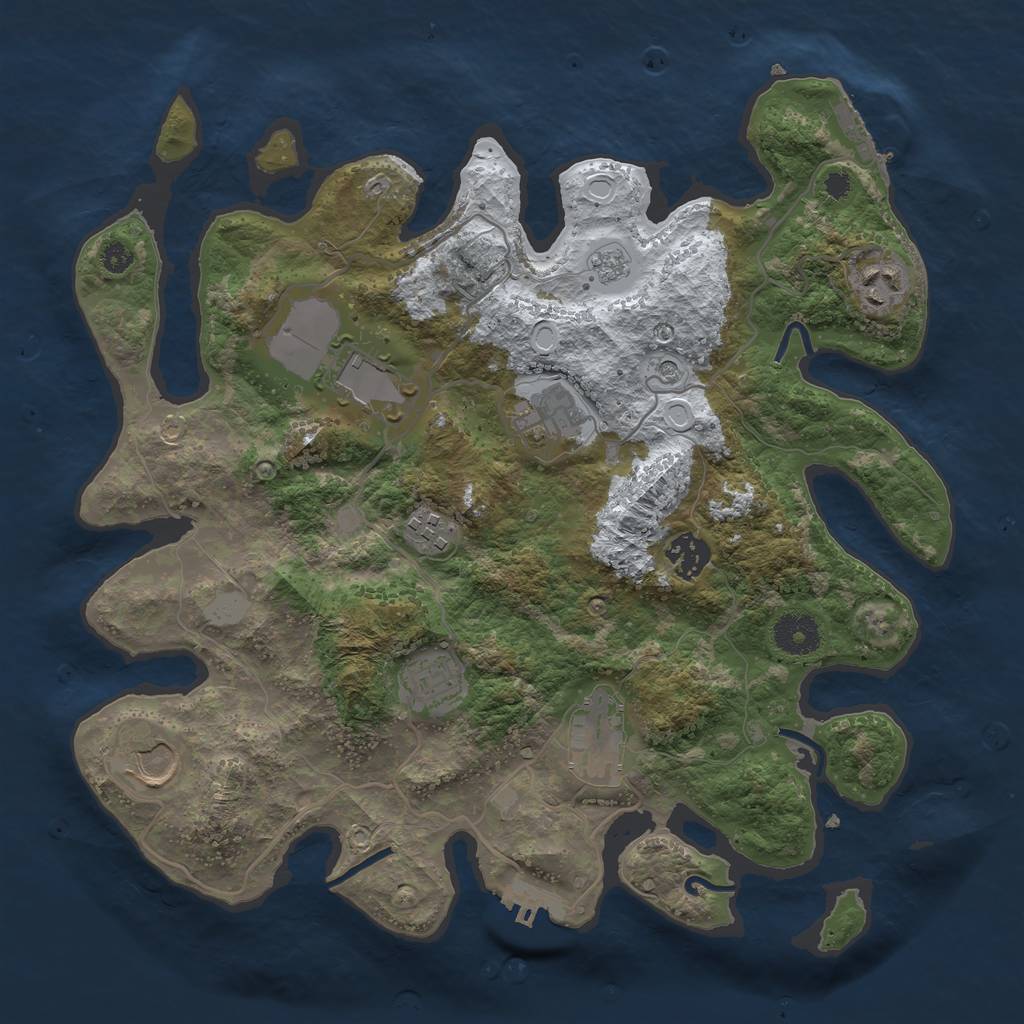 Rust Map: Procedural Map, Size: 3500, Seed: 122938131, 17 Monuments