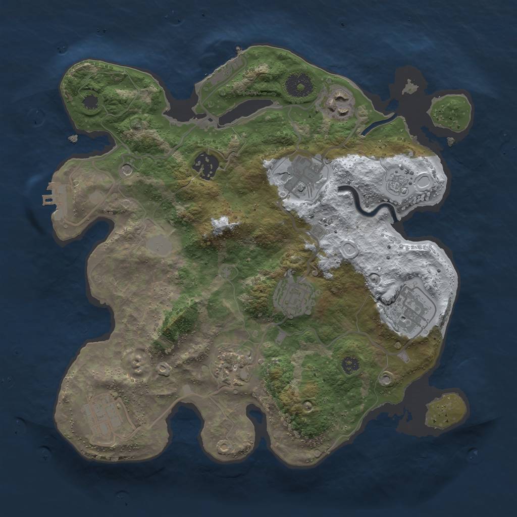 Rust Map: Procedural Map, Size: 3000, Seed: 69262304, 16 Monuments