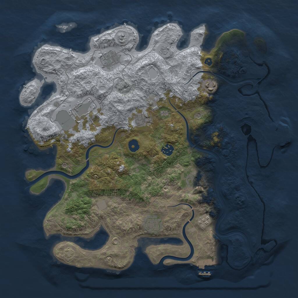Rust Map: Procedural Map, Size: 3850, Seed: 2039252210, 14 Monuments