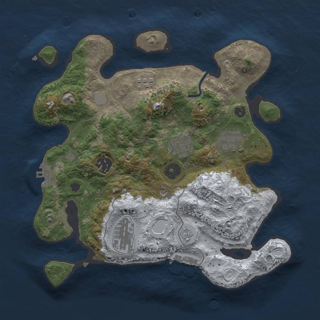 Rust Map: Procedural Map, Size: 3000, Seed: 39983, 14 Monuments