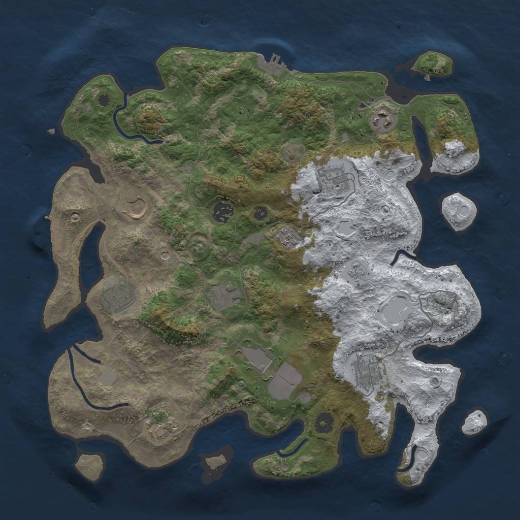 Rust Map: Procedural Map, Size: 3800, Seed: 1555498343, 19 Monuments