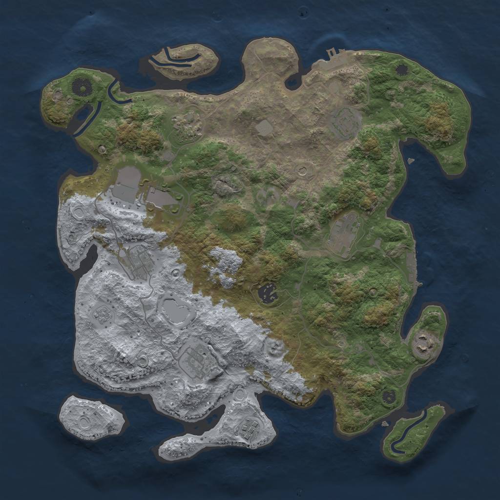 Rust Map: Procedural Map, Size: 3750, Seed: 1760483302, 18 Monuments