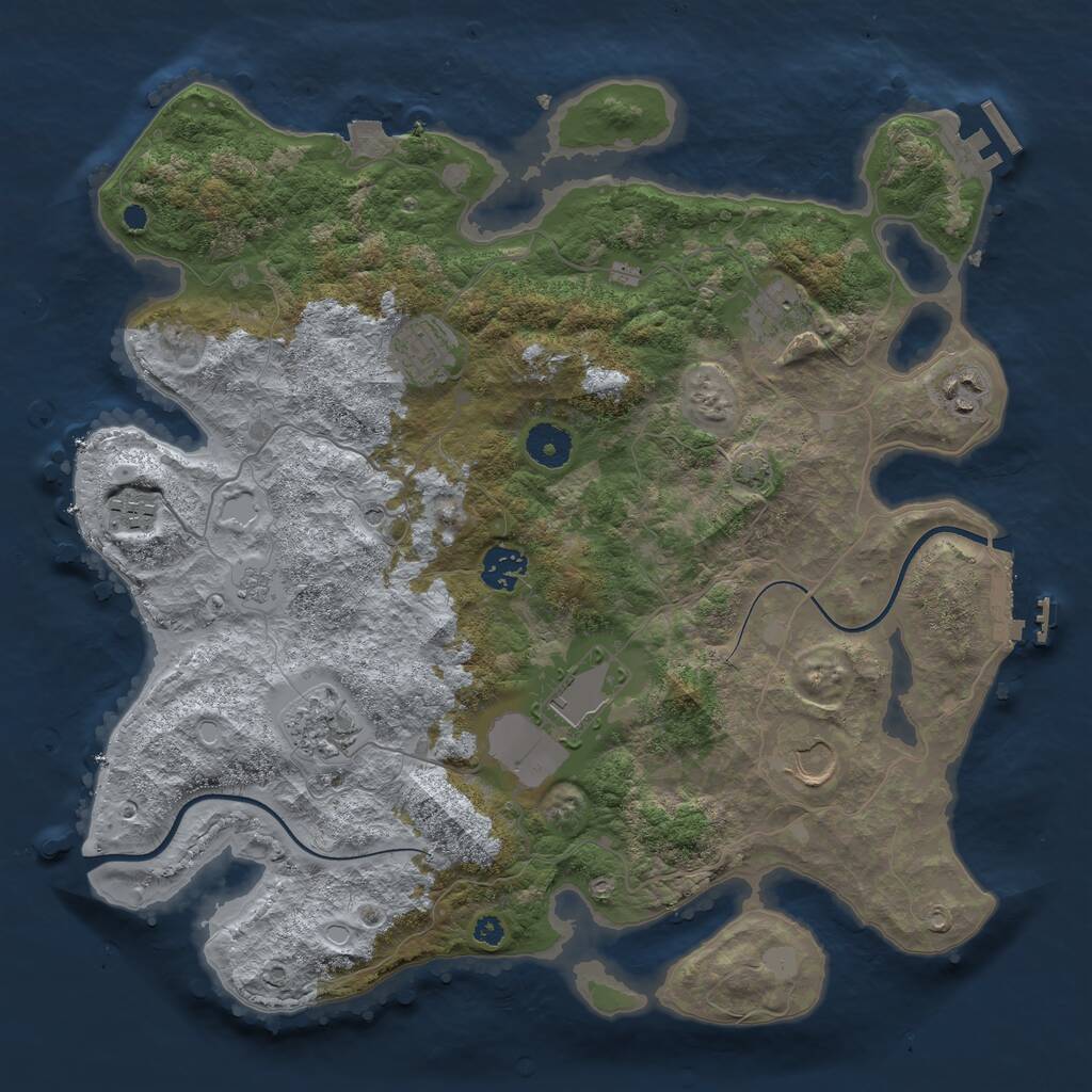 Rust Map: Procedural Map, Size: 3700, Seed: 1892846027, 14 Monuments