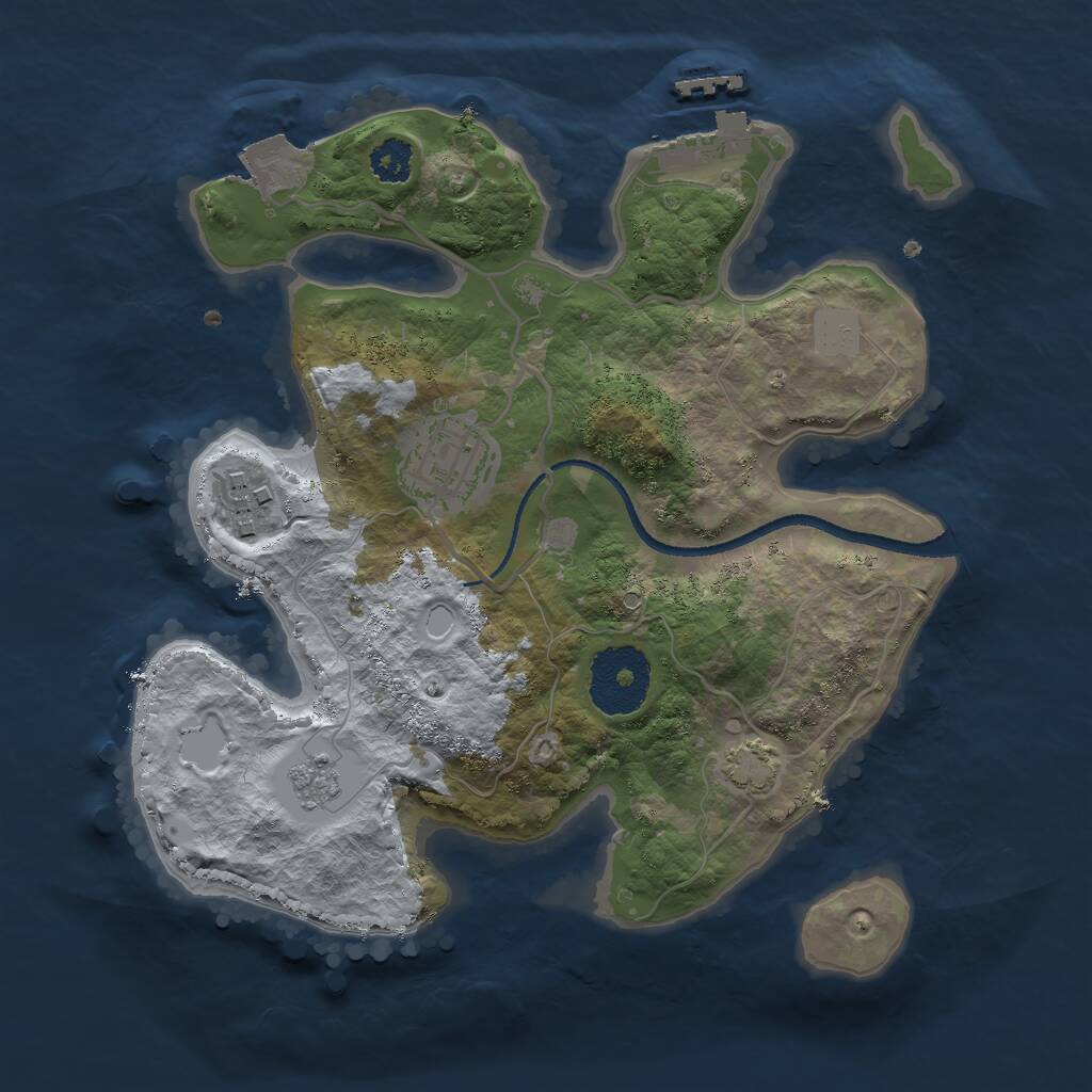 Rust Map: Procedural Map, Size: 2500, Seed: 8976543, 6 Monuments