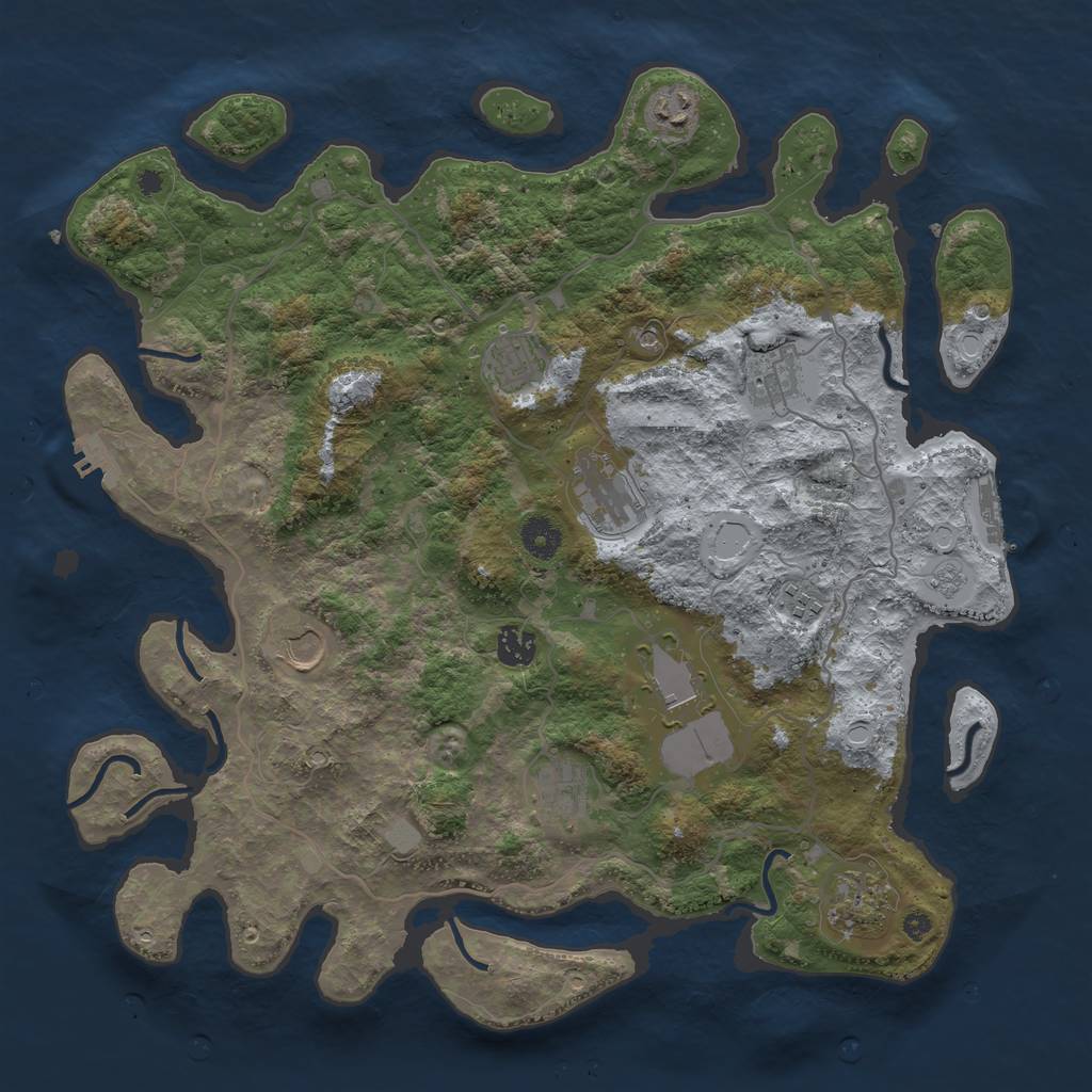 Rust Map: Procedural Map, Size: 4000, Seed: 858615, 17 Monuments