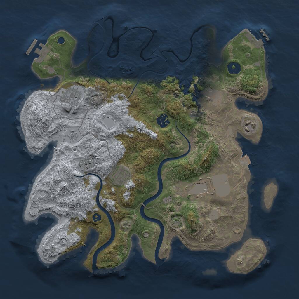 Rust Map: Procedural Map, Size: 3500, Seed: 701202337, 13 Monuments