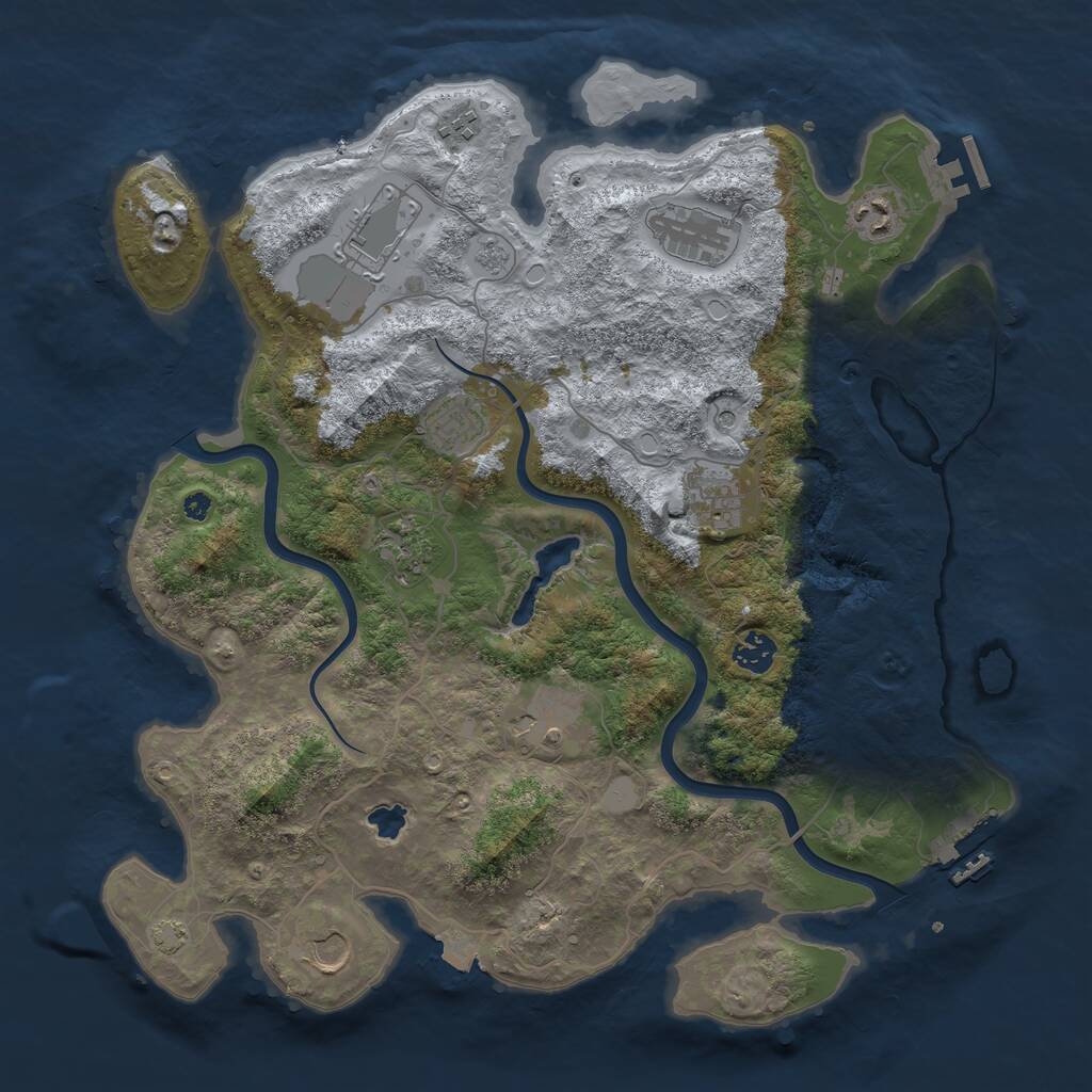 Rust Map: Procedural Map, Size: 4000, Seed: 777021, 16 Monuments