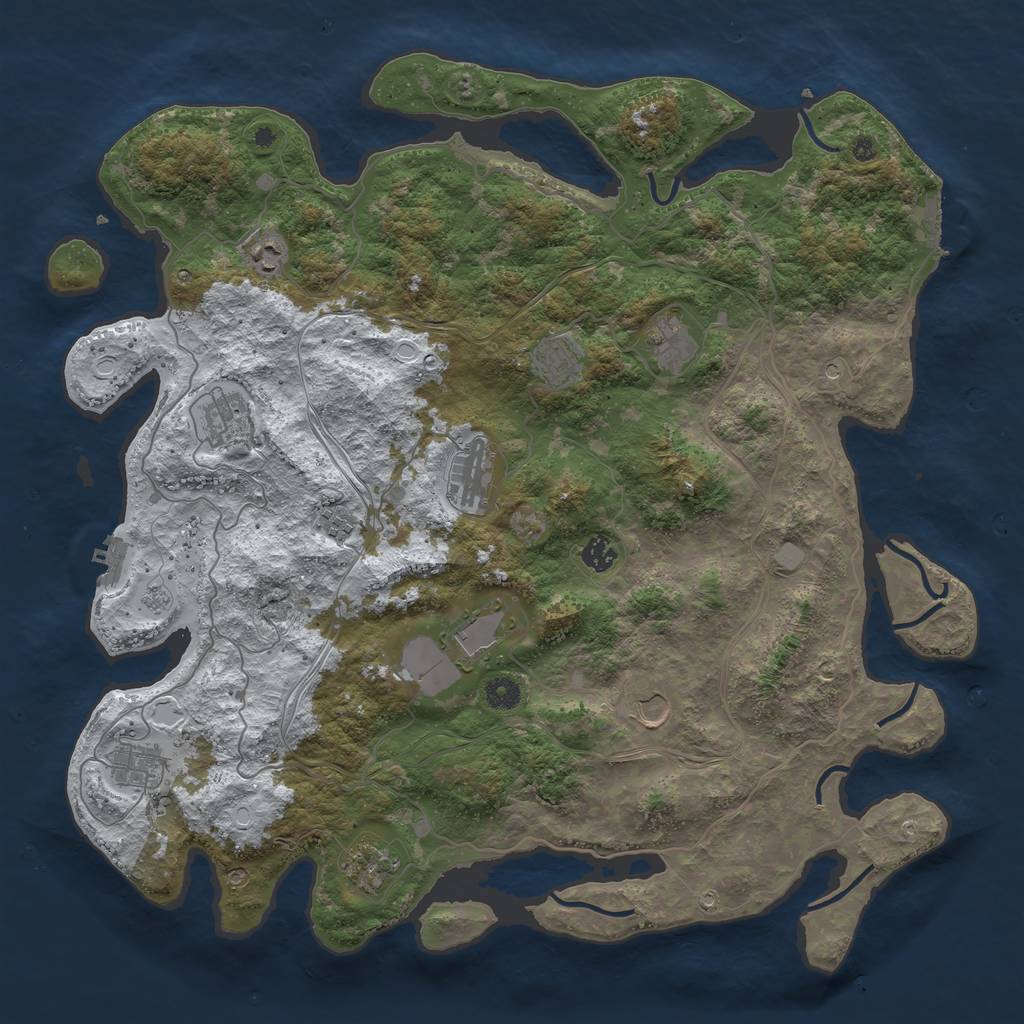 Rust Map: Procedural Map, Size: 4500, Seed: 227096889, 20 Monuments