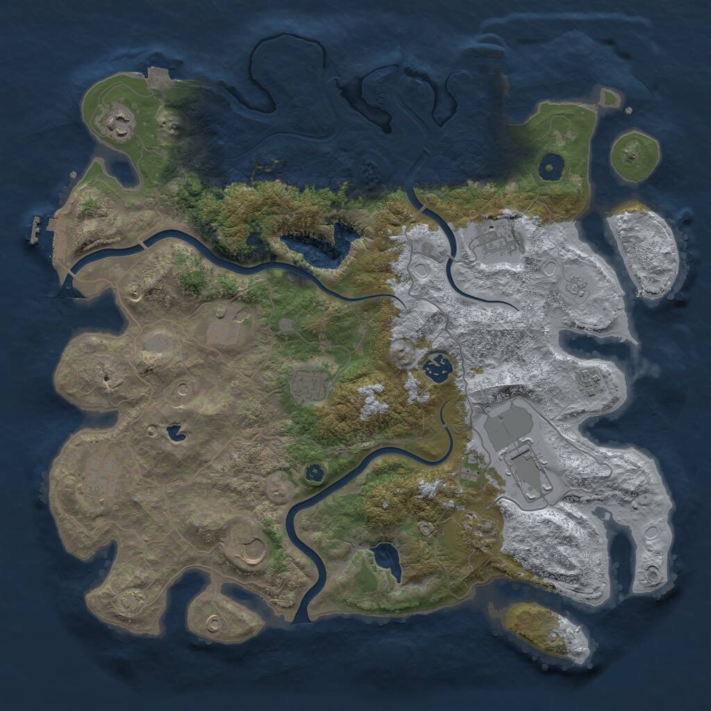 Rust Map: Procedural Map, Size: 4000, Seed: 618280, 16 Monuments