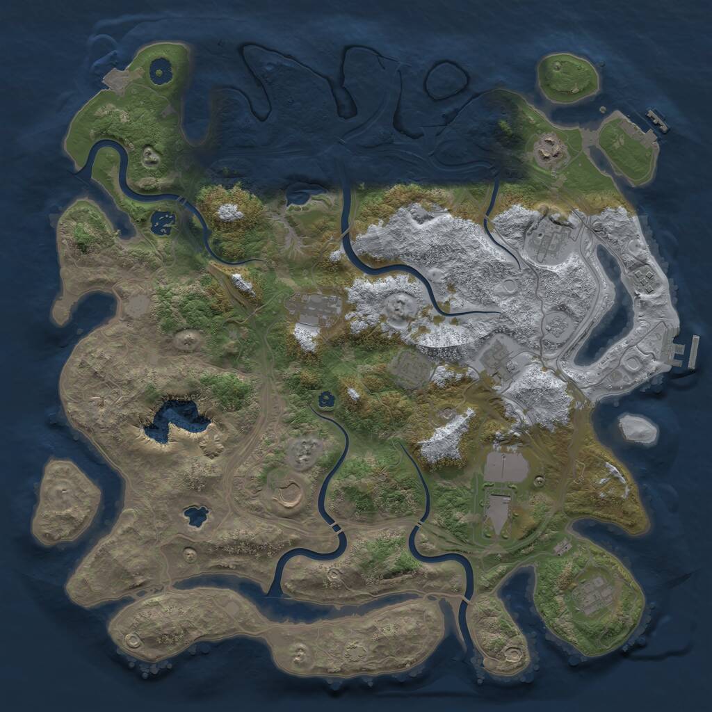Rust Map: Procedural Map, Size: 4250, Seed: 1989844909, 16 Monuments