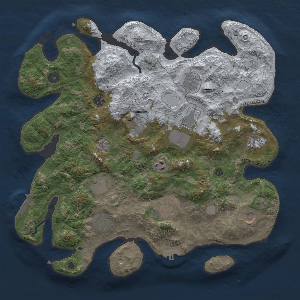 Rust Map: Procedural Map, Size: 3850, Seed: 114925686, 20 Monuments