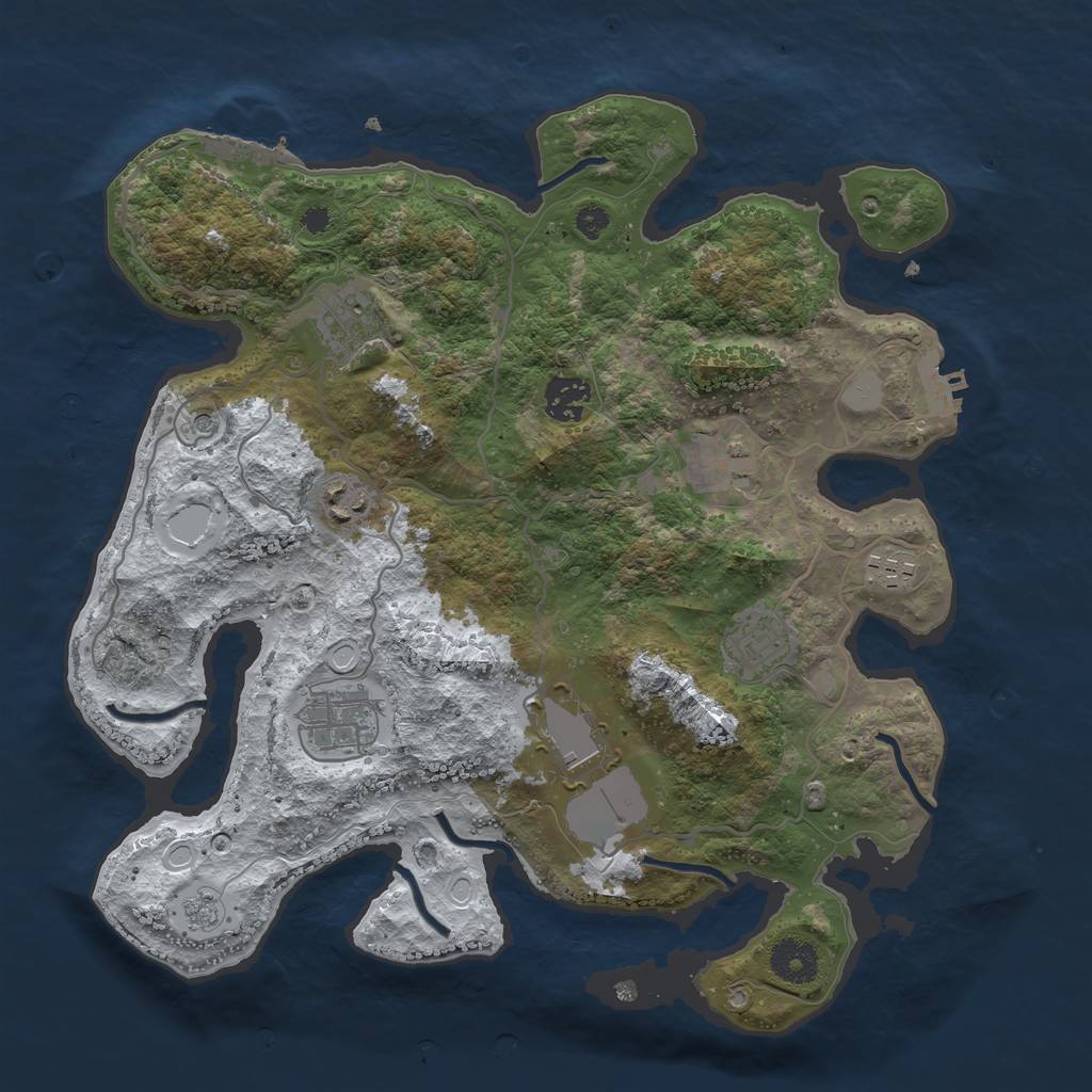 Rust Map: Procedural Map, Size: 3500, Seed: 417957625, 17 Monuments