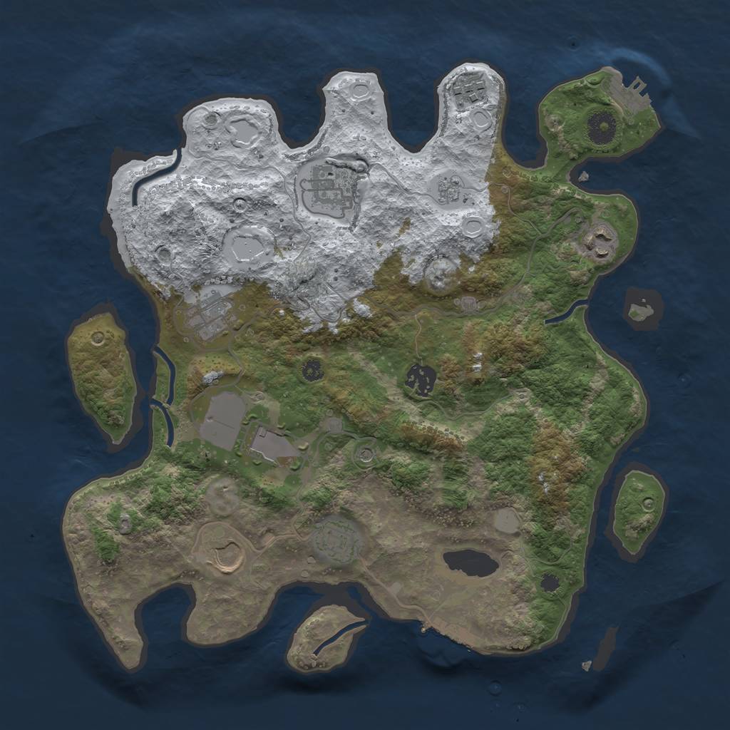 Rust Map: Procedural Map, Size: 3500, Seed: 10716430, 17 Monuments