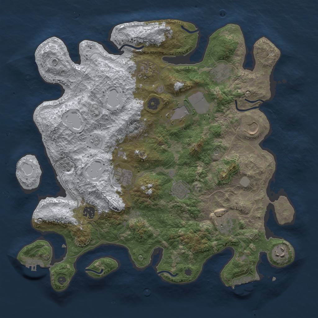 Rust Map: Procedural Map, Size: 3850, Seed: 1016668215, 19 Monuments