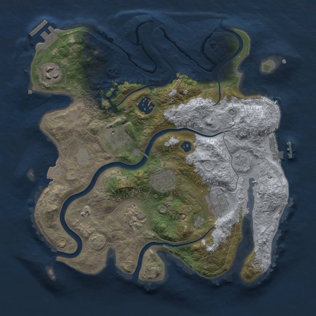 Rust Map: Procedural Map, Size: 3000, Seed: 142, 12 Monuments