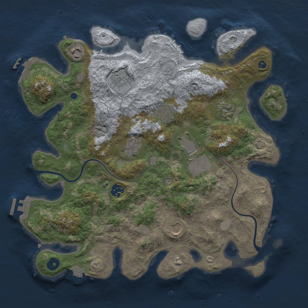Rust Map: Procedural Map, Size: 3700, Seed: 2106793134, 14 Monuments