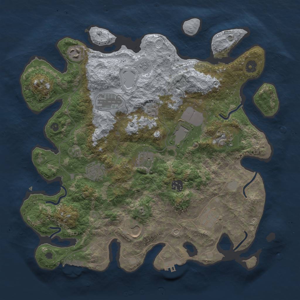 Rust Map: Procedural Map, Size: 3700, Seed: 2106793134, 19 Monuments