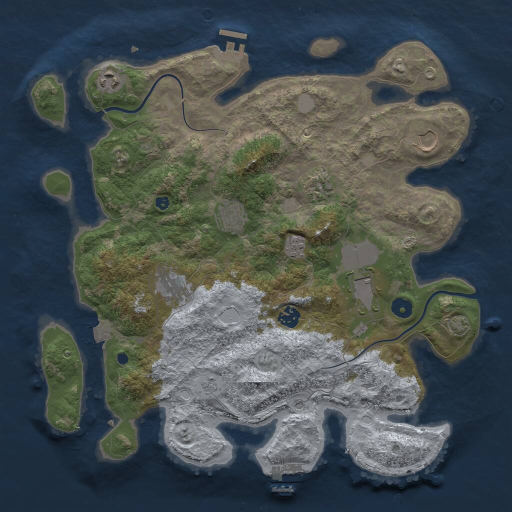 Rust Map: Procedural Map, Size: 3700, Seed: 1948393702, 14 Monuments
