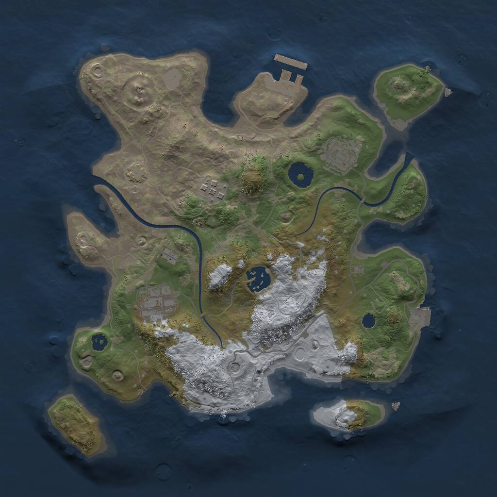 Rust Map: Procedural Map, Size: 3000, Seed: 743388194, 8 Monuments