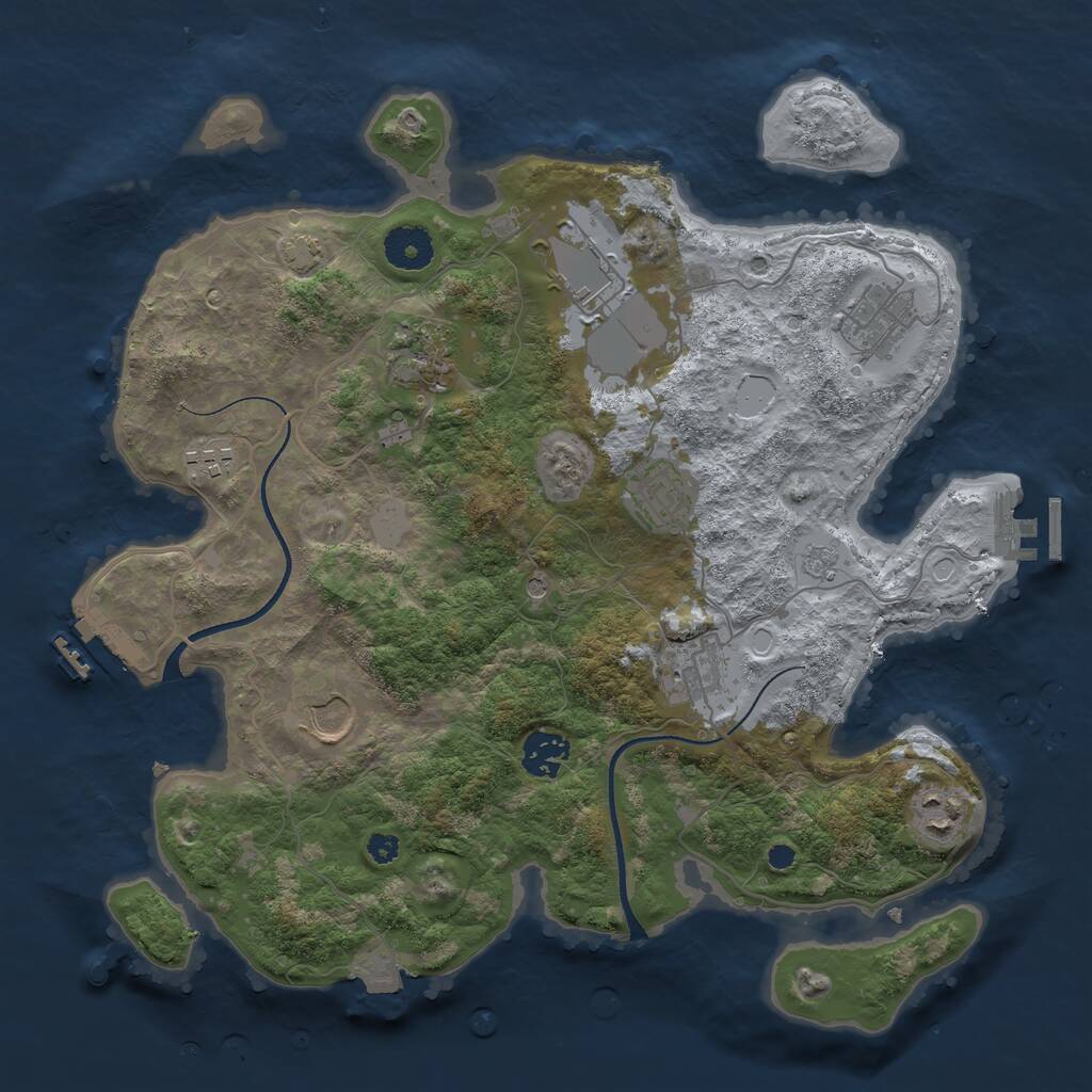 Rust Map: Procedural Map, Size: 3500, Seed: 56940128, 15 Monuments