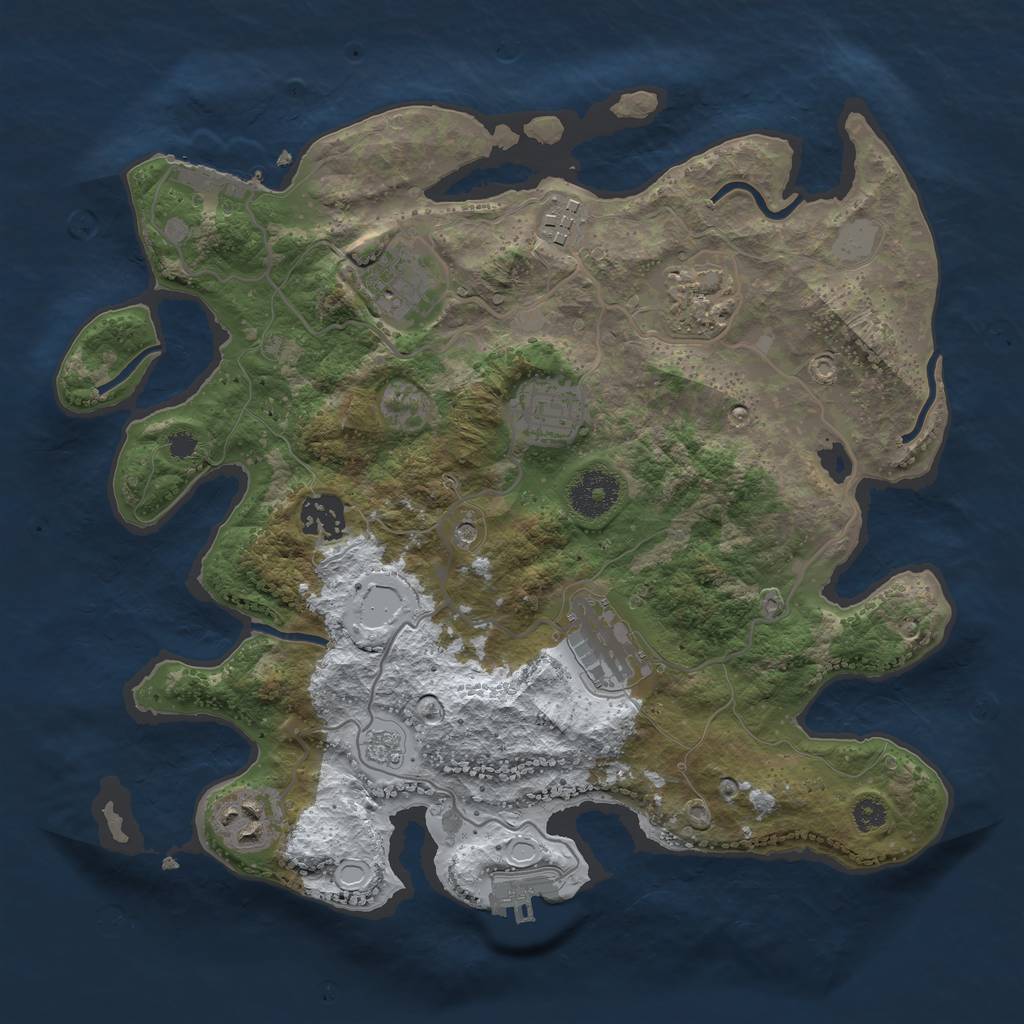 Rust Map: Procedural Map, Size: 3250, Seed: 107130, 16 Monuments