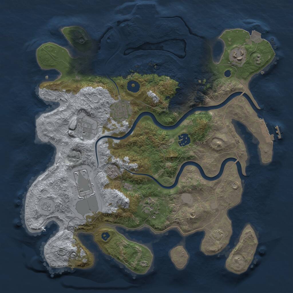 Rust Map: Procedural Map, Size: 3500, Seed: 1373363151, 13 Monuments