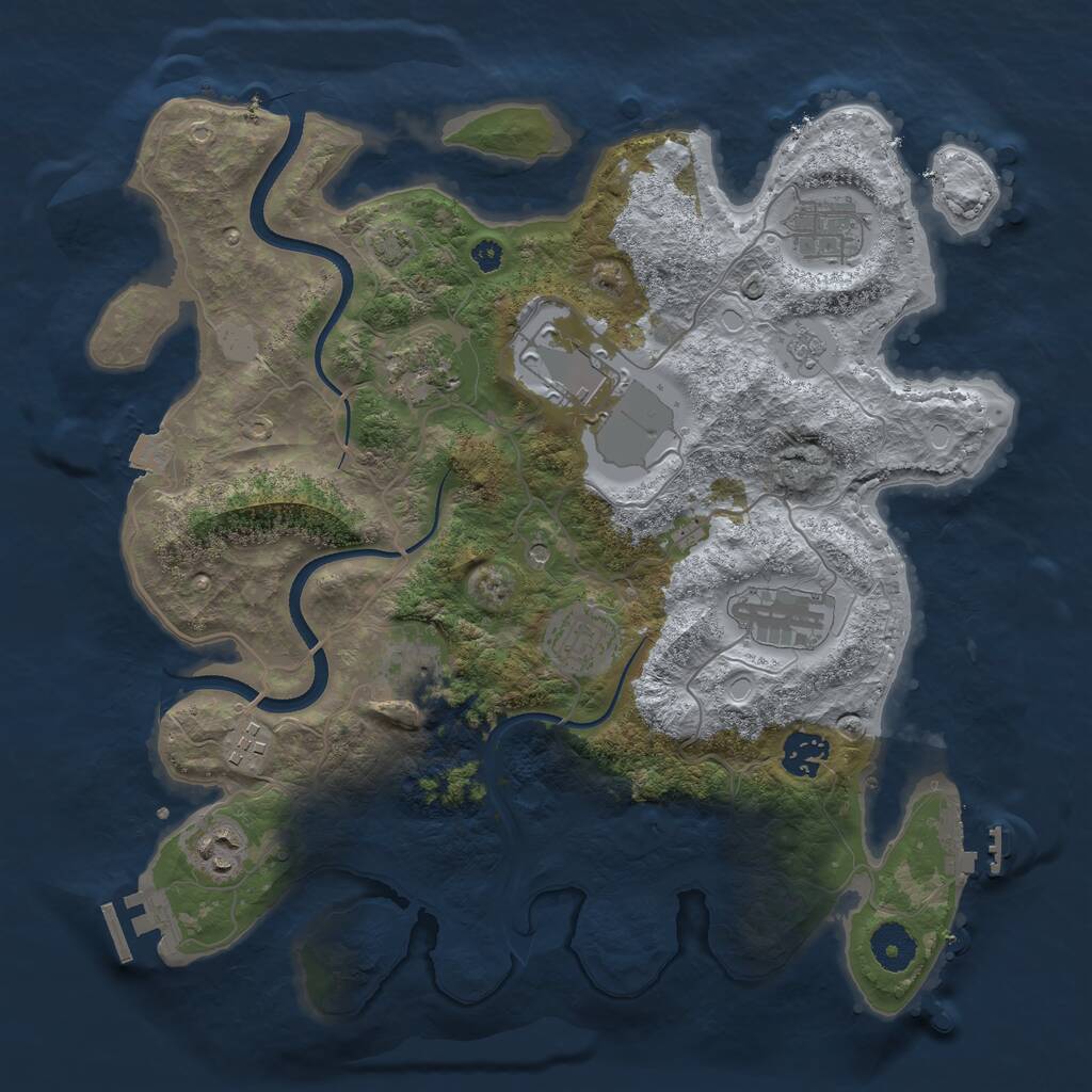 Rust Map: Procedural Map, Size: 3550, Seed: 37518751, 15 Monuments
