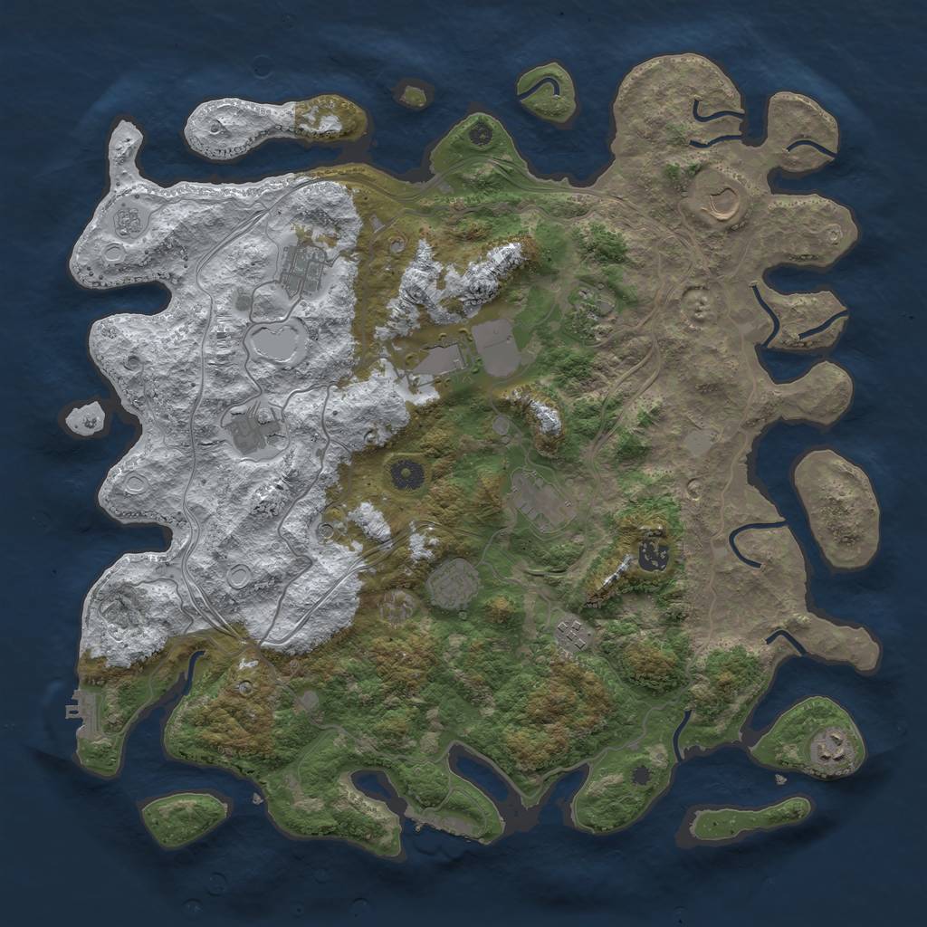 Rust Map: Procedural Map, Size: 4250, Seed: 2041492178, 19 Monuments