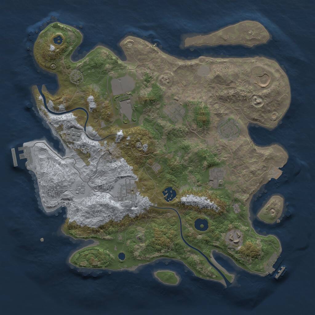Rust Map: Procedural Map, Size: 3500, Seed: 64156941, 14 Monuments