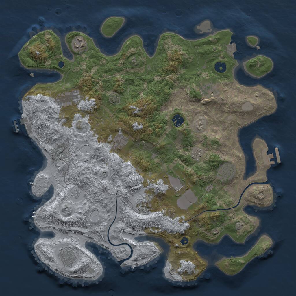 Rust Map: Procedural Map, Size: 3850, Seed: 1407998673, 16 Monuments