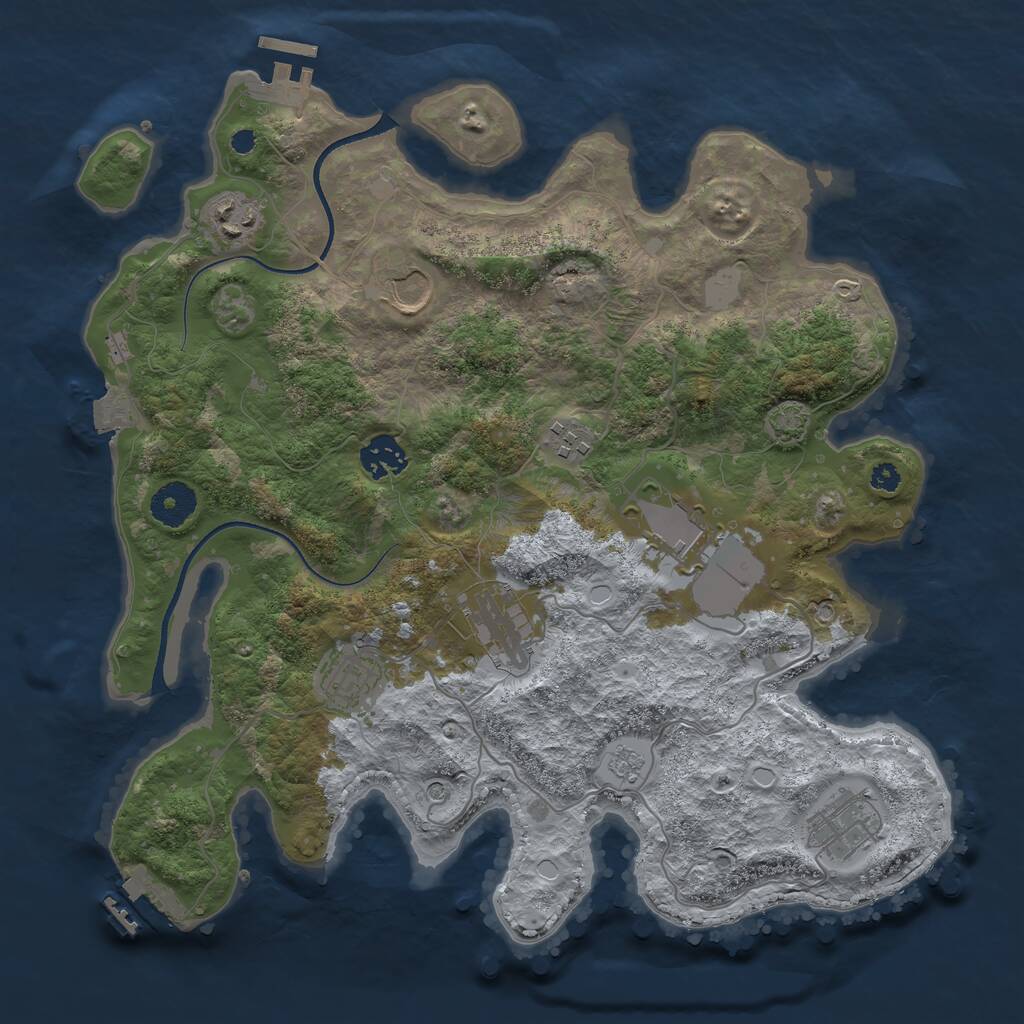 Rust Map: Procedural Map, Size: 3500, Seed: 750050153, 14 Monuments