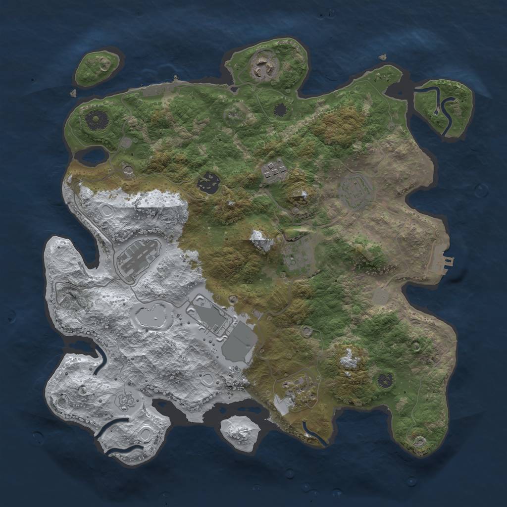 Rust Map: Procedural Map, Size: 3500, Seed: 401615246, 17 Monuments