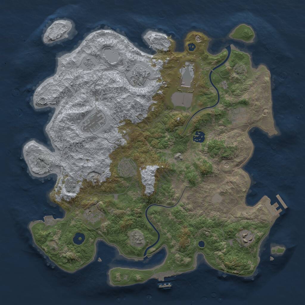 Rust Map: Procedural Map, Size: 3850, Seed: 646005512, 15 Monuments