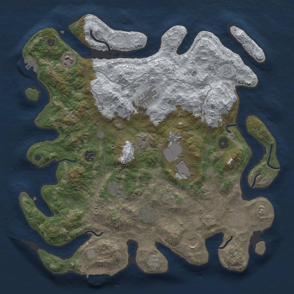 Rust Map: Procedural Map, Size: 4000, Seed: 2053717746, 18 Monuments