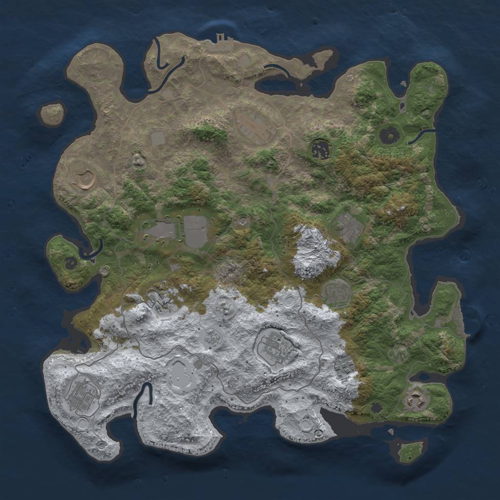 Rust Map: Procedural Map, Size: 4000, Seed: 545, 20 Monuments