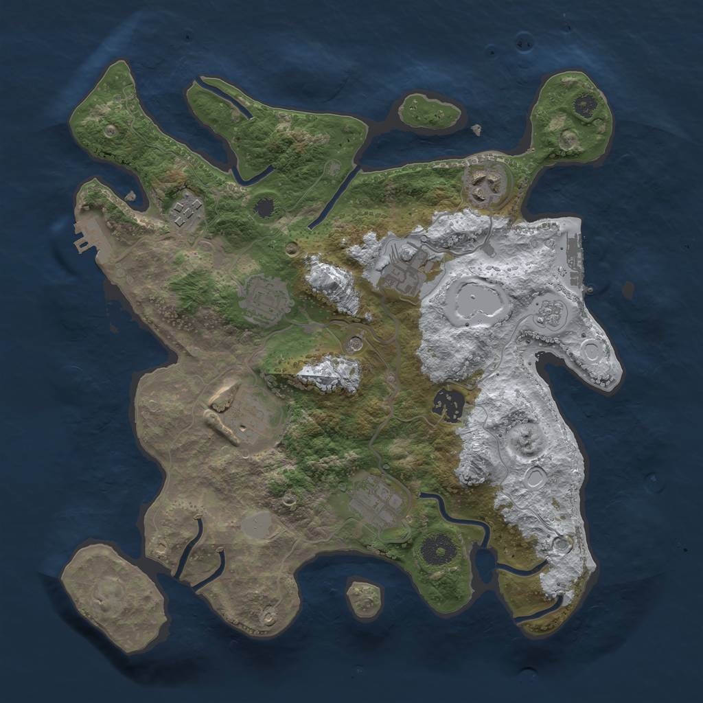 Rust Map: Procedural Map, Size: 3200, Seed: 500440, 16 Monuments