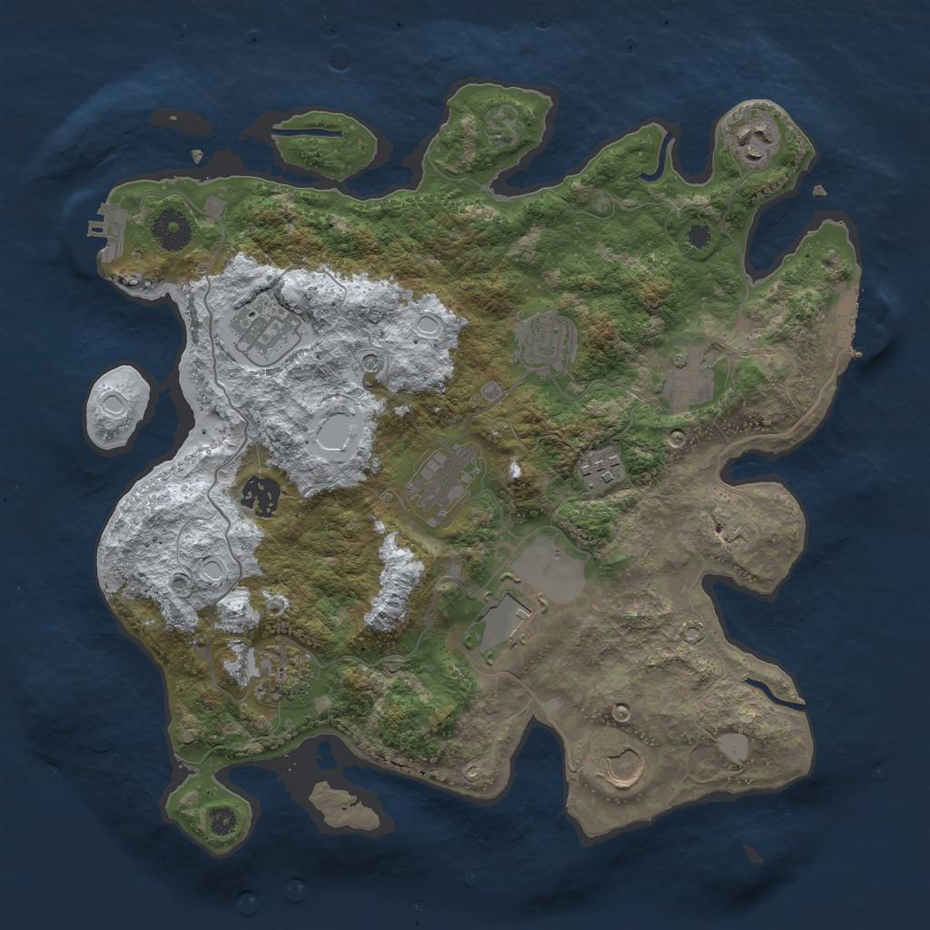 Rust Map: Procedural Map, Size: 3500, Seed: 1450031330, 18 Monuments