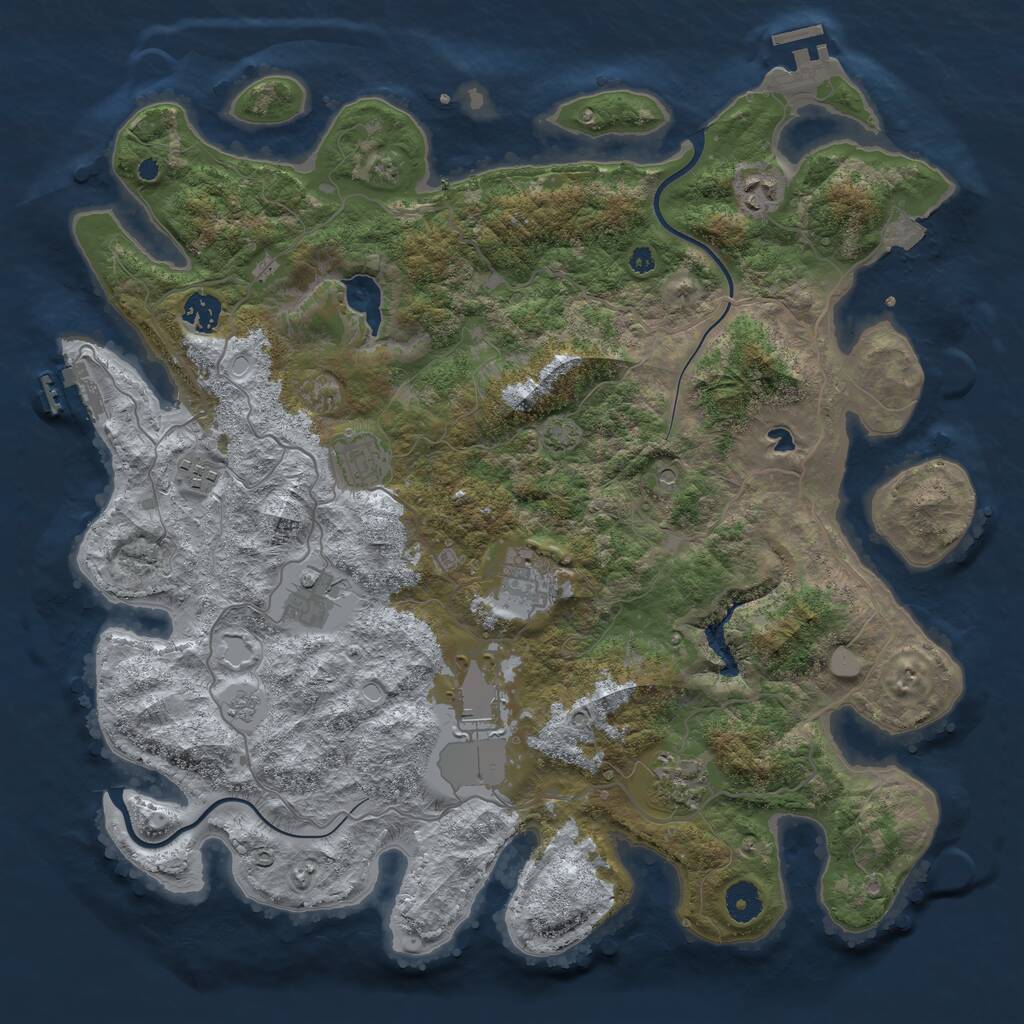 Rust Map: Procedural Map, Size: 4000, Seed: 2096072724, 14 Monuments