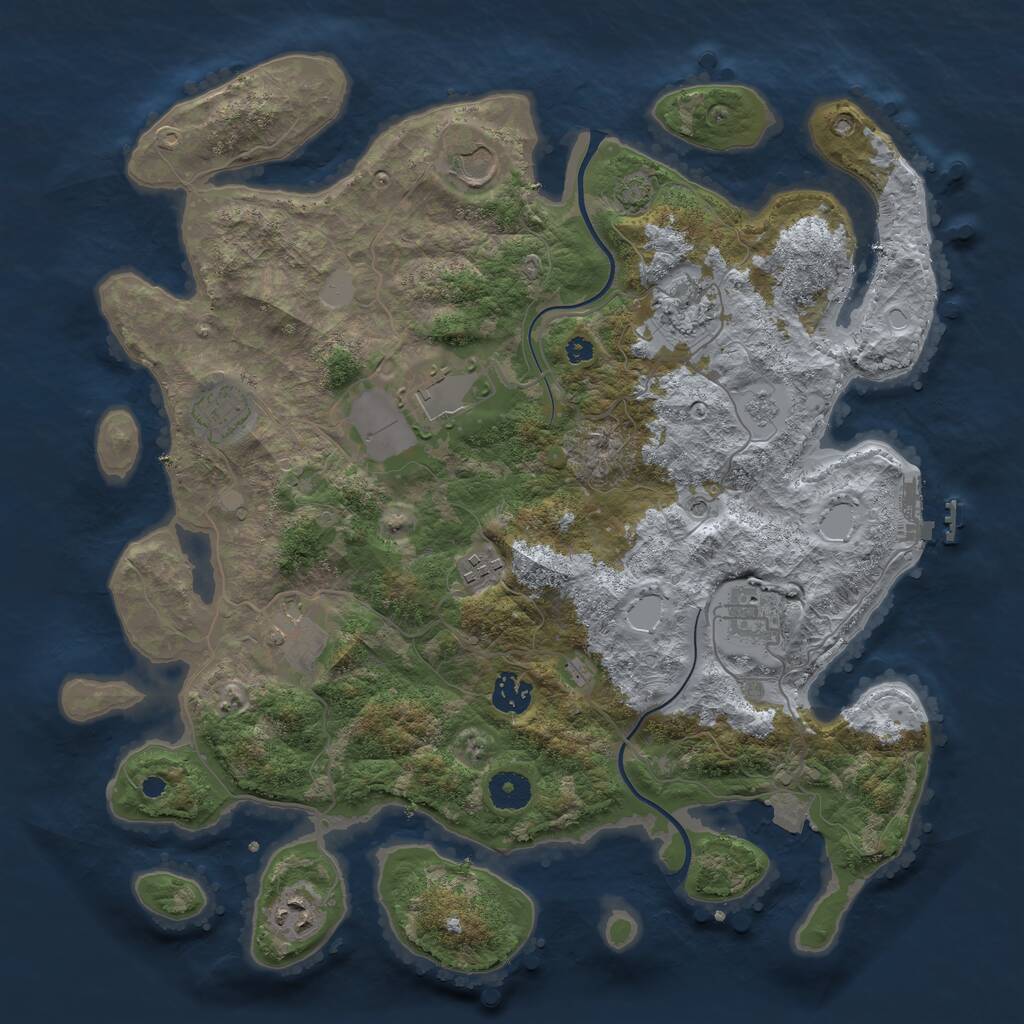 Rust Map: Procedural Map, Size: 3800, Seed: 1432263058, 14 Monuments