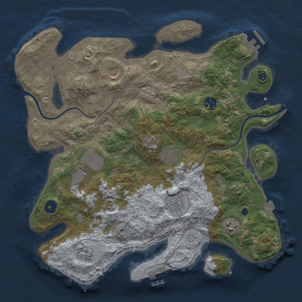 Rust Map: Procedural Map, Size: 3600, Seed: 519475106, 13 Monuments