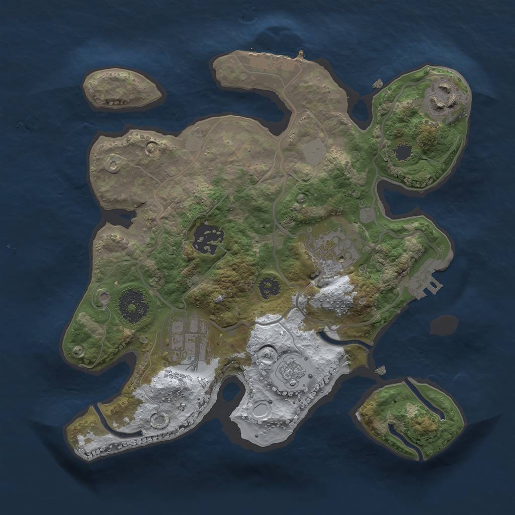 Rust Map: Procedural Map, Size: 2500, Seed: 2126392311, 12 Monuments