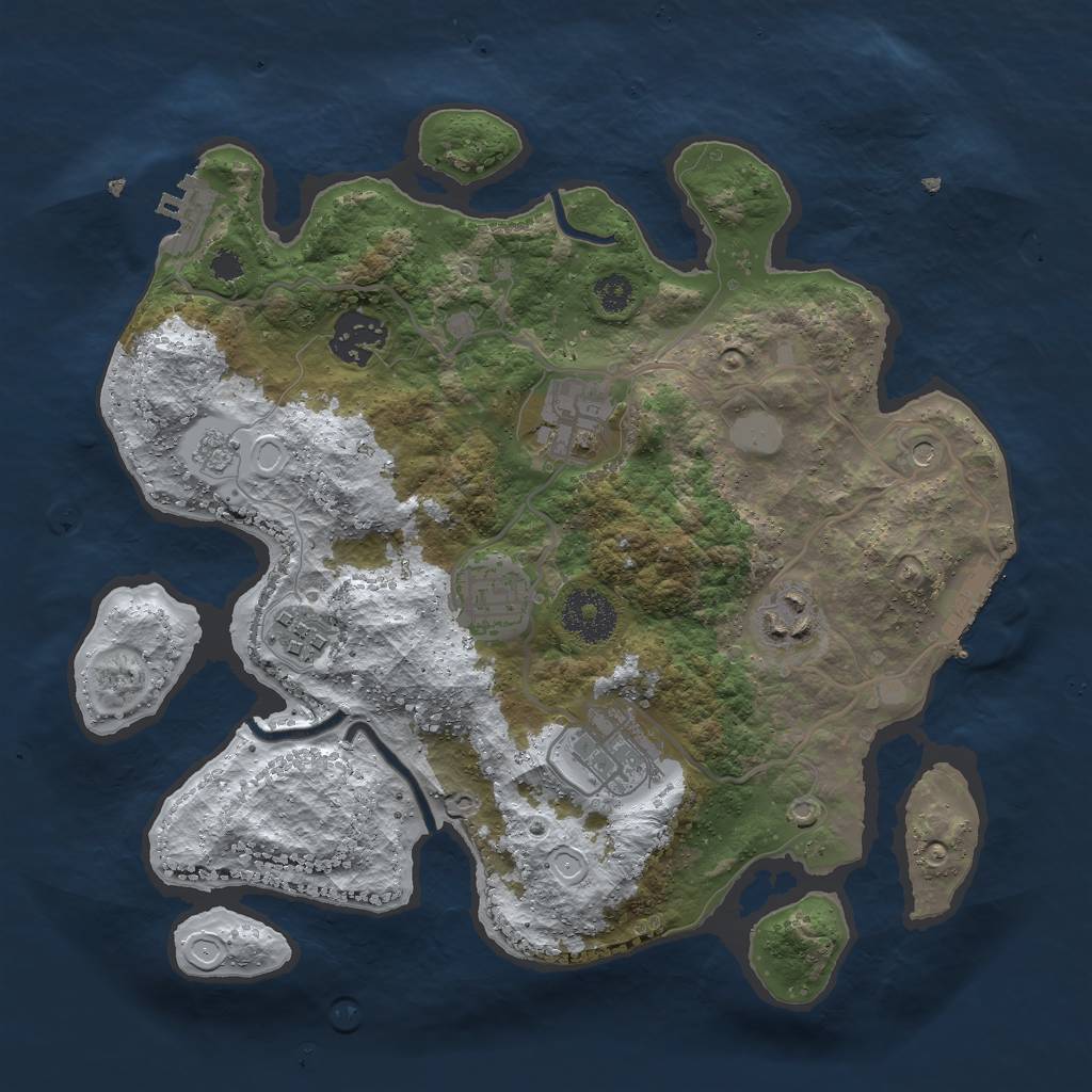Rust Map: Procedural Map, Size: 3000, Seed: 460858421, 15 Monuments