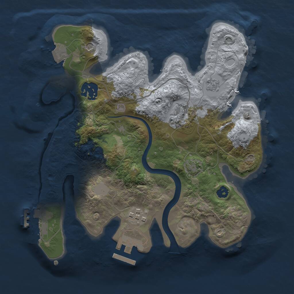 Rust Map: Procedural Map, Size: 2500, Seed: 1021747104, 9 Monuments
