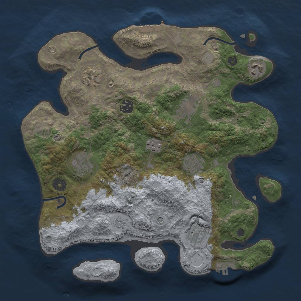 Rust Map: Procedural Map, Size: 3250, Seed: 1699040848, 17 Monuments