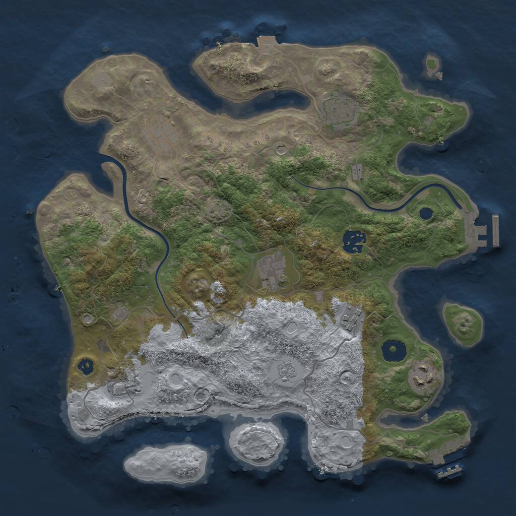 Rust Map: Procedural Map, Size: 3250, Seed: 1699040848, 13 Monuments