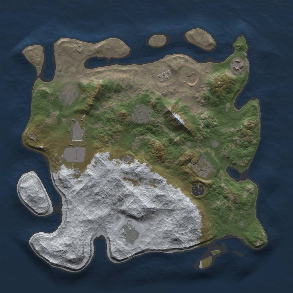 Rust Map: Barren, Size: 3500, Seed: 689777, 12 Monuments