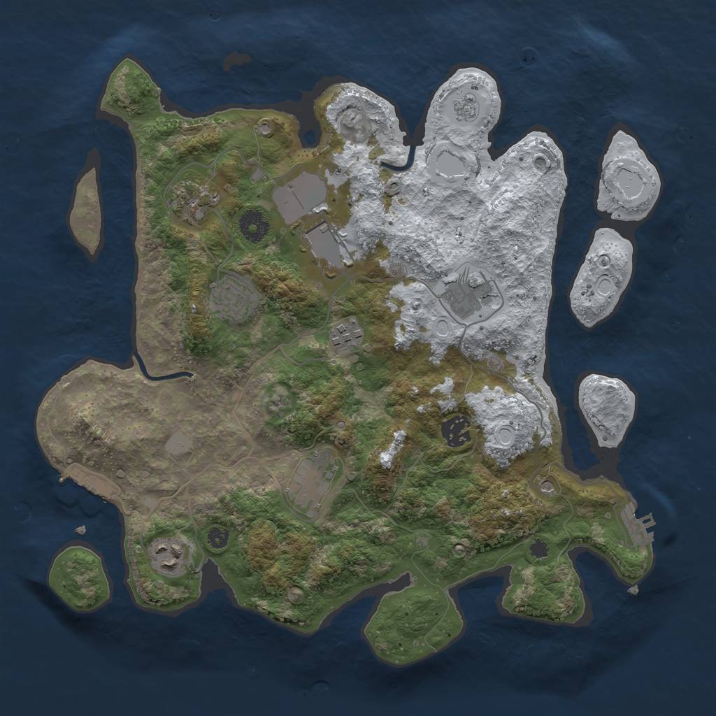 Rust Map: Procedural Map, Size: 3500, Seed: 1731669142, 17 Monuments