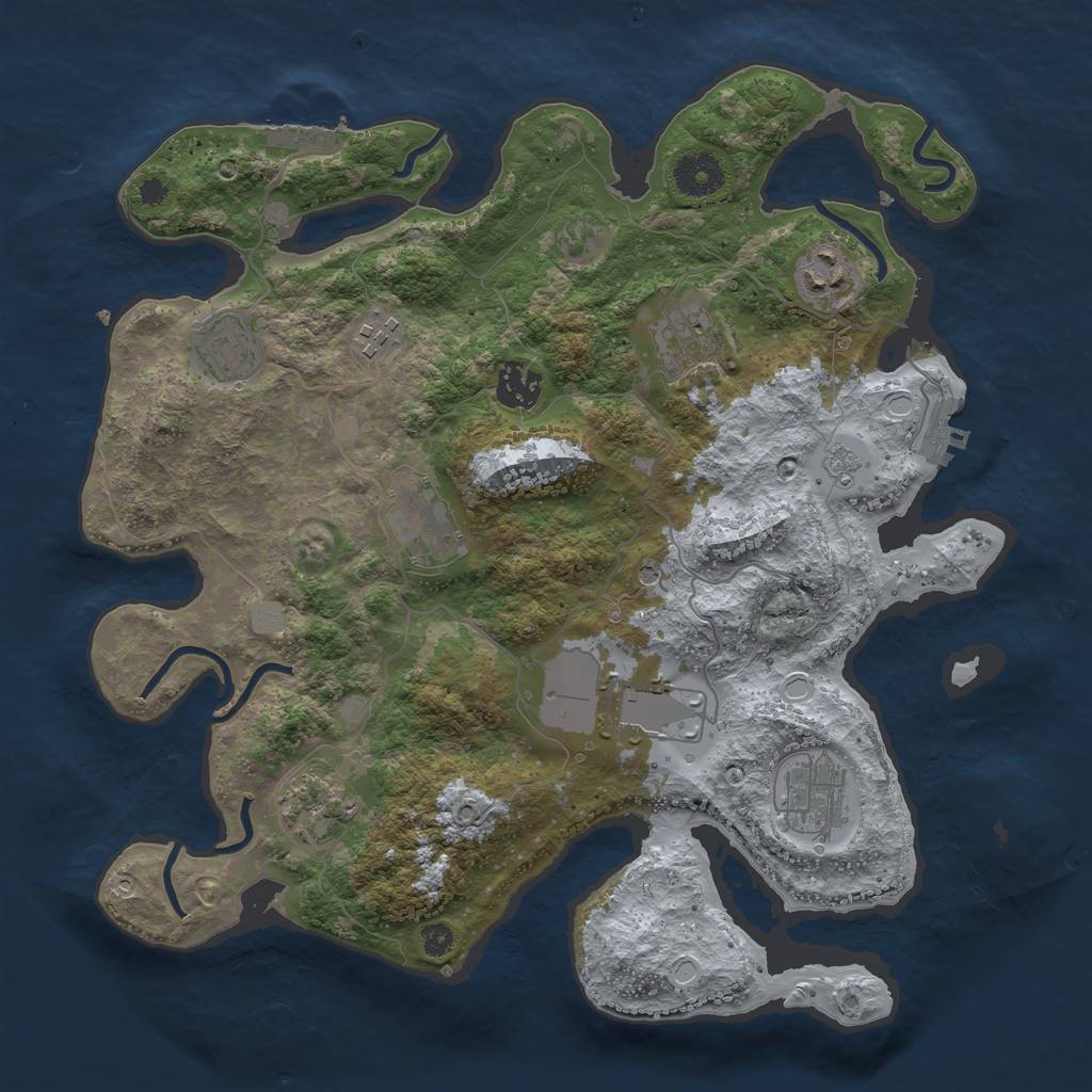 Rust Map: Procedural Map, Size: 3500, Seed: 222080810, 18 Monuments